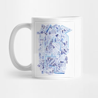 Abstract Blue Zig Zag Watercolor Lines Painting Mug